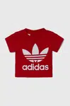Detské bavlnené tričko adidas Originals červená farba, s potlačou