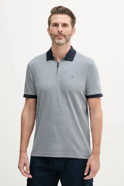 Polo tričko Tommy Hilfiger pánske, šedá farba, jednofarebné, MW0MW38492