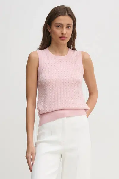 Vlnená vesta Tommy Hilfiger ružová farba, WW0WW43956