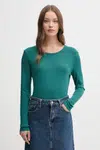Bavlnené tričko s dlhým rukávom United Colors of Benetton ružová farba, 3GA2E16F9