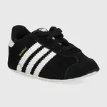 Semišové topánky pre bábätká adidas Originals GAZELLE CRIB čierna farba, JI2046