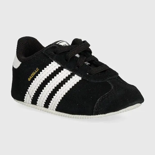 Semišové topánky pre bábätká adidas Originals GAZELLE CRIB čierna farba, JI2046
