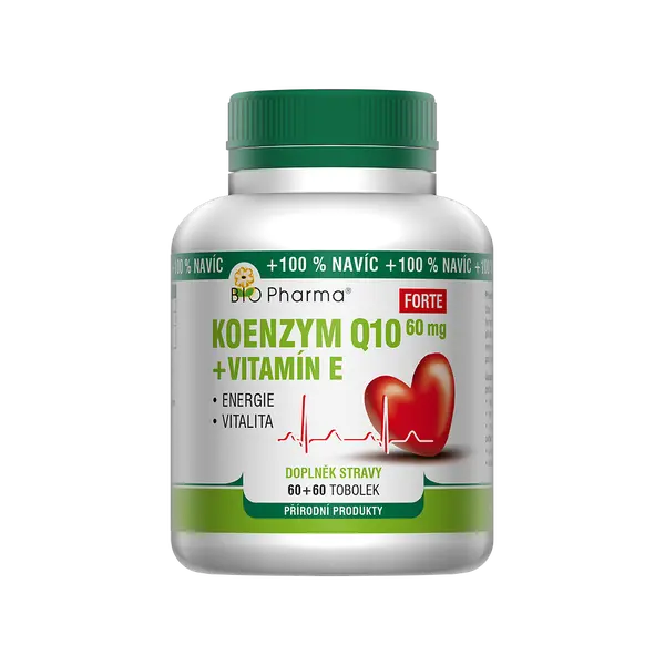 BIO PHARMA Koenzym Q10 forte 60 mg + vitamín E 60+60 tobolek