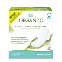 ORGANYC Noční vložky s křidélky extra silné prodloužené 7 kusů