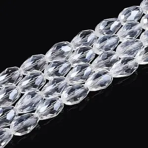 Transparent Teardrop Glass Beads Strands