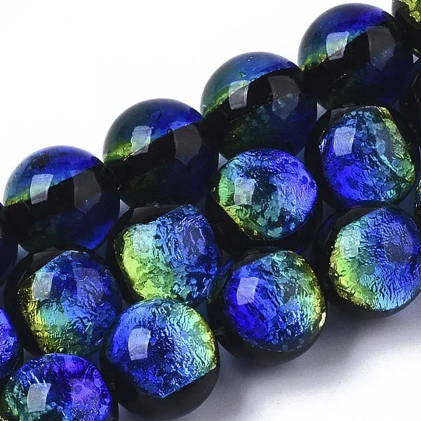 Handmade Silver Foil Glass Lampwork Beads Strands