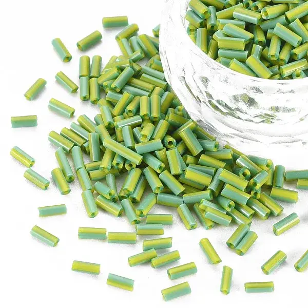 Opaque Colours Two Tone Seed Glass Bugle Beads