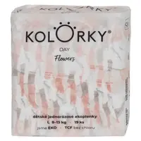 KOLORKY DAY Jednorázové EKO plenky květy L (8-13 kg) 19 kusů
