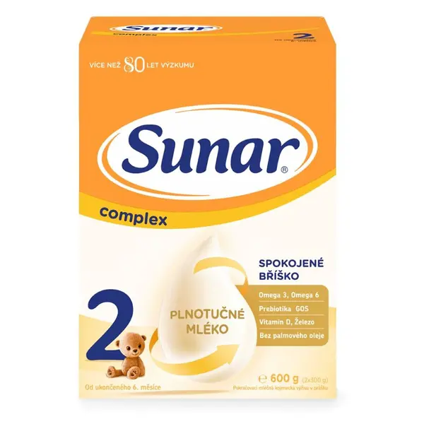 SUNAR Complex 2 pokračovací kojenecké mléko od 6 měsíce 600 g