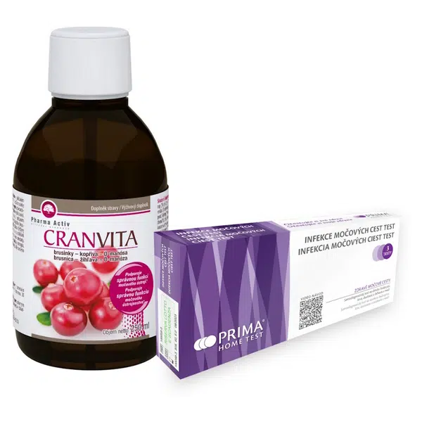 PHARMA ACTIV Cranvita 250 ml + Infekce močových cest test 3 kusy