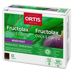 ORTIS Fructolax Ovoce & Vláknina 12 žvýkacích kostek