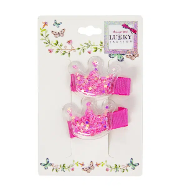 Lukky Fashion Set do vlasů s korunkou, dvojbalení (asst. 3) - fialové