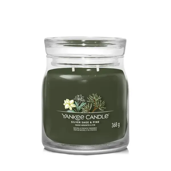 YANKEE CANDLE Signature Vonná svíčka střední 2 knoty Silver Sage & Pine 368 g