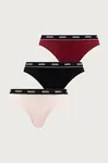 HUGO  tanga dámské bavlněné s elastanem TRIPLET THONG STRIPE 3-pack