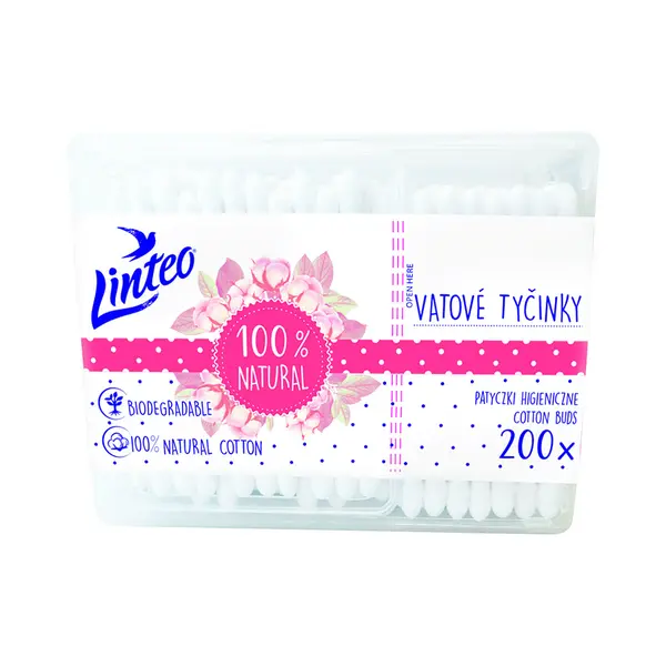 LINTEO Vatové tyčinky papírové BOX 200 ks
