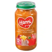 HAMI Masozeleninový příkrm makaróny s dušeným vepřovým, rajčaty a paprikou 12m+ 250 g