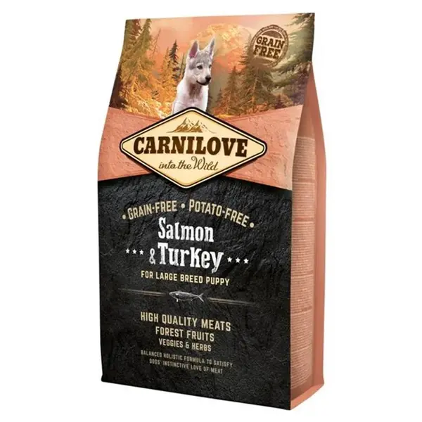 CARNILOVE Salmon & Turkey granule pro štěňata velkých plemen, Hmotnost balení: 4 kg