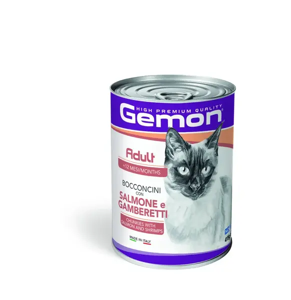 Gemon Cat Adult konzerva pro kočky - losos, krevety 415 g