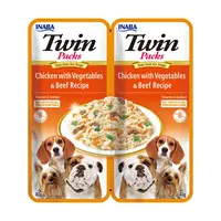 Inaba Dog Twin Packs želé krmivo pro psy - kuřecí se zeleninou a hovězím 2 x 40 g