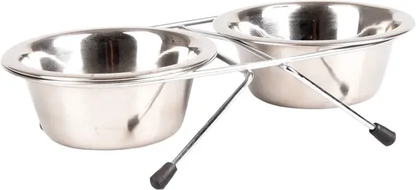 Flamingo Arjun duo kovová mísa - stříbrná 2 x 380 ml