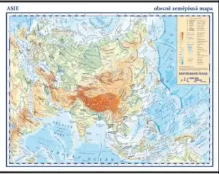 Asie - školní nástěnná obecně zeměpisná mapa Asie 1:13 000 000 (Defekt)