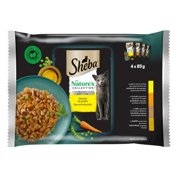Sheba Nature's Collection vlhké krmivo pro kočky - výběr z drůbeže 4 x 85 g