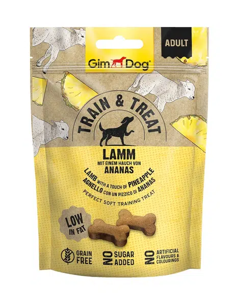 GimDog Train & Treat Lamm & Ananas snack 125 g dátum spotreby: 21.10.2025