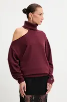 Vlněný svetr Aniye By dámský, vínová barva, s golfem, 181037