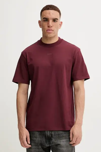 Bavlněné tričko HUGO pánské, černá barva, 50488330