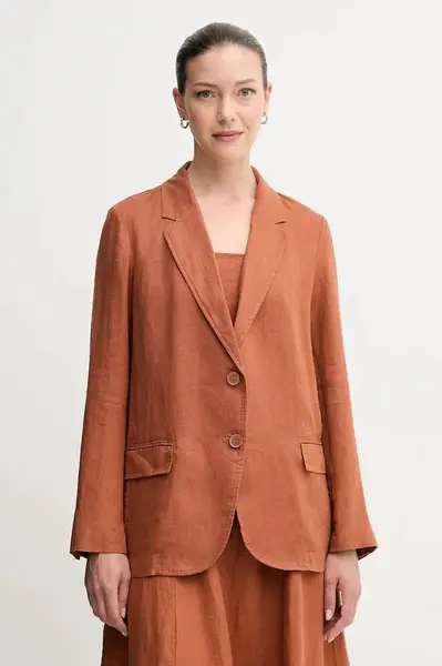 Plátěné sako United Colors of Benetton zelená barva