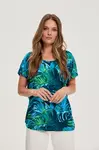 Marisse Blue Floral Pattern Blouse