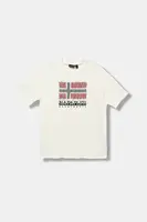 Dětské bavlněné tričko Napapijri S-ADIGE béžová barva, s potiskem, NP0A88ZWF0Z1