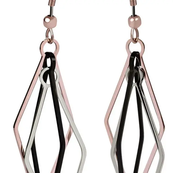 Troli Tříbarevné ocelové náušnice