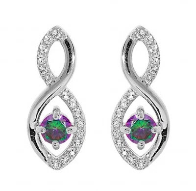 Brilio Silver Třpytivé stříbrné visací náušnice s topazy Mystic Stone SE09089