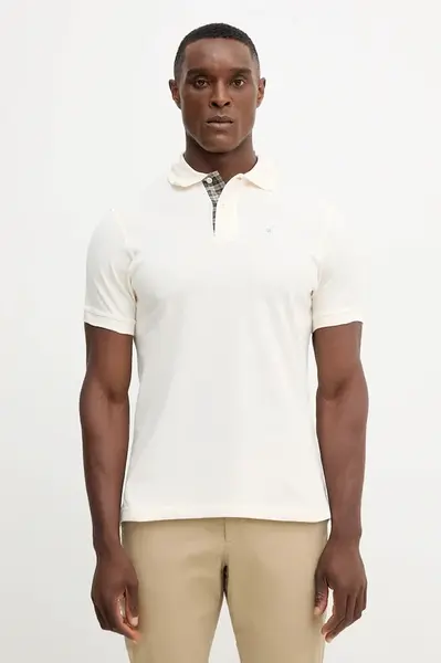 Bavlněné polo tričko Barbour Tartan Pique Polo zelená barva, s aplikací, MML0012