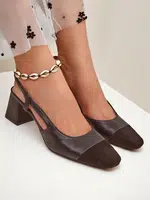 Resti Women's Low Heel Pumps with Decorative Toe Eleganzo