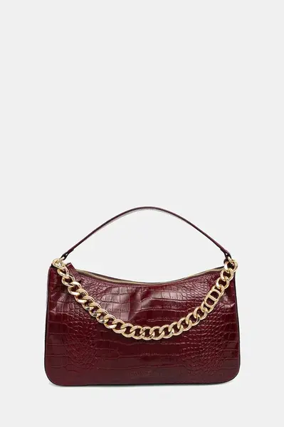 Kožená kabelka Twinset vínová barva, 252TD8252