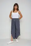 Marisse Navy Blue Striped Culottes