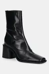 Kožené kotníkové boty Kenzo Kimi Ankle Boots dámské, černá barva, na podpatku, FF62BT120L66.99