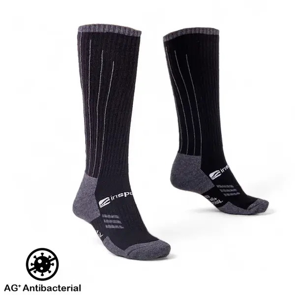 Merino podkolenky inSPORTline Meritic Ski AG+ antibakteriální černo-šedá 43-45