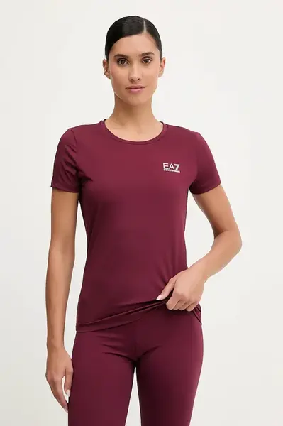 Tričko EA7 Emporio Armani dámské, vínová barva, AF18476.7W000795