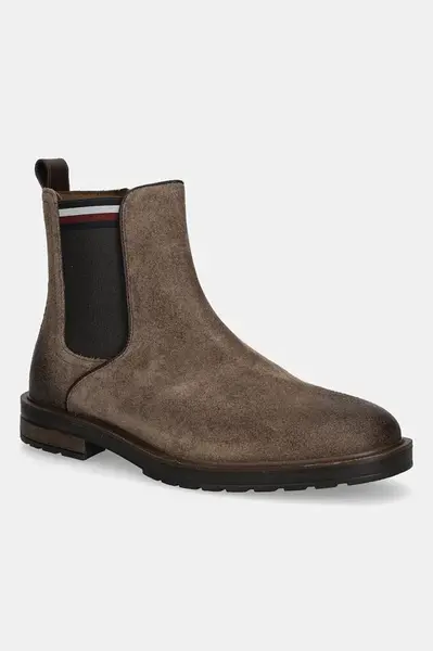 Semišové kotníkové boty Tommy Hilfiger CLEATED HILFIGER SUEDE CHELSEA