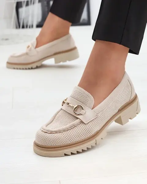 Resti Cream openwork women's moccasins with chain Imerila - Footwear