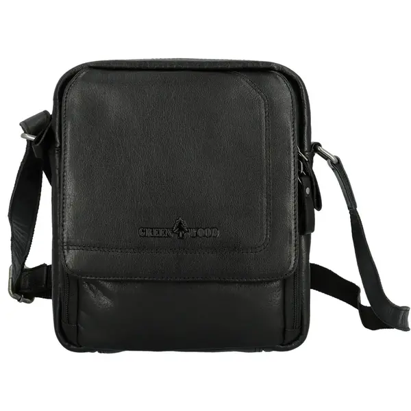 Pánská kožená crossbody taška černá - Greenwood Vaios
