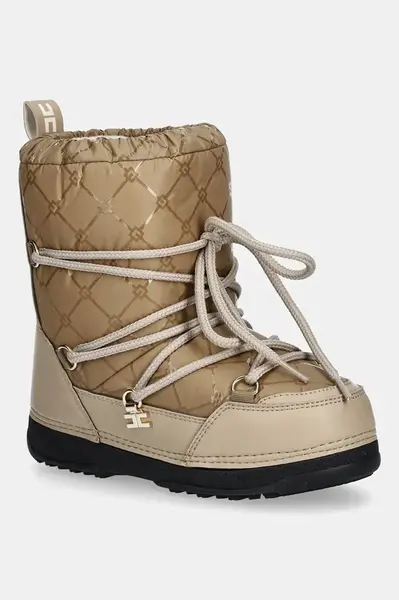 Dětské sněhule Elisabetta Franchi béžová barva, F4A6-E0457