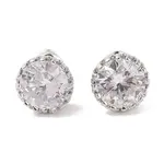 Rack Plating Brass Pave Single Cubic Zirconia Stud Earrings
