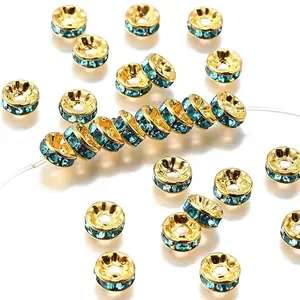 Brass Grade A Rhinestone Spacer Beads