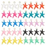 40Pcs 10 Colors Rack Plating Alloy Enamel Pendants