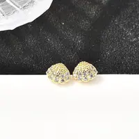 Shell Shape Brass Micro Pave Clear Cubic Zirconia Stud Earrings