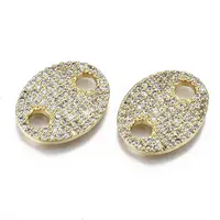 Brass Micro Pave Clear Cubic Zirconia Links Connectors